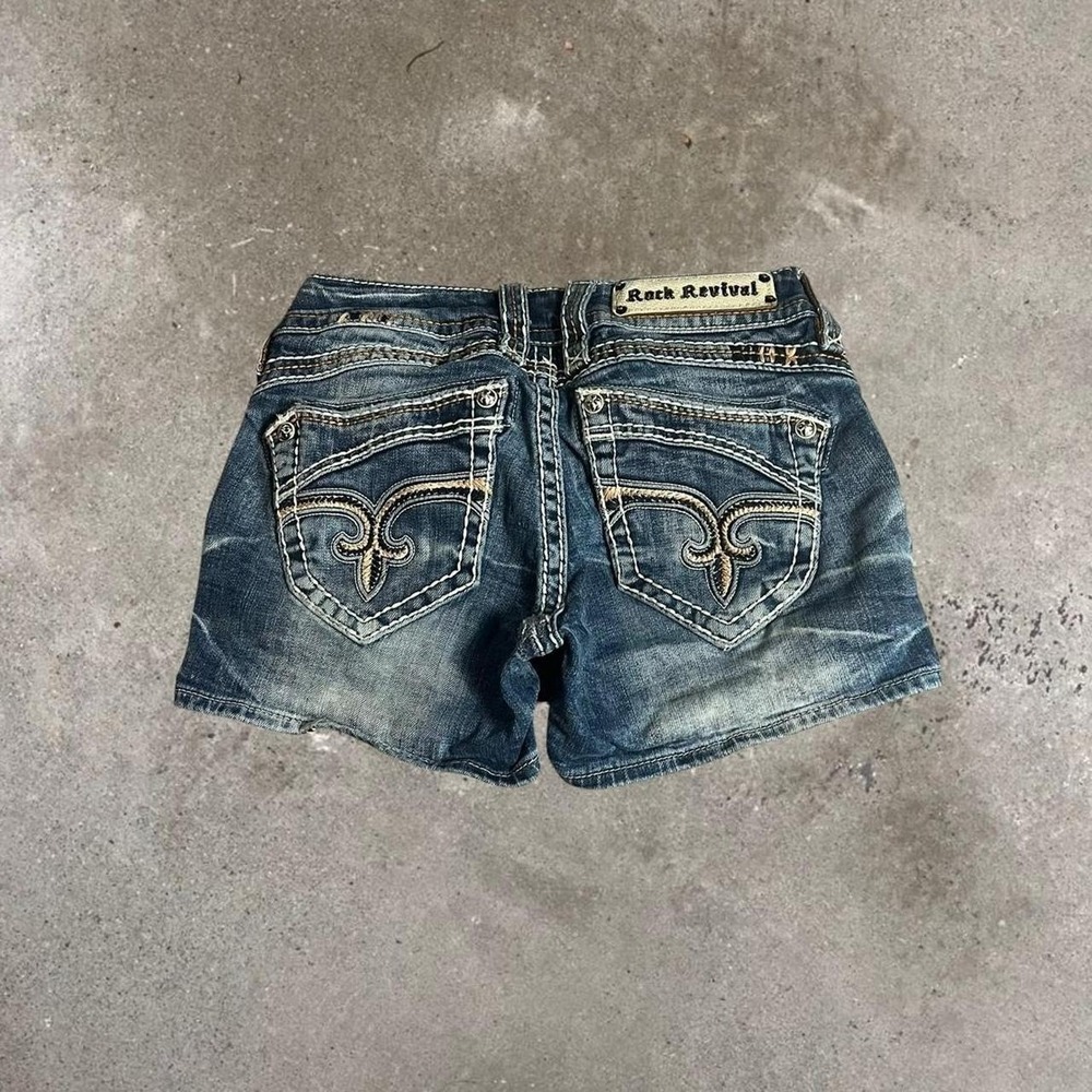 Y2K Rock Revival Faded Distressed Grunge Indie Western Embroidered Denim Shorts